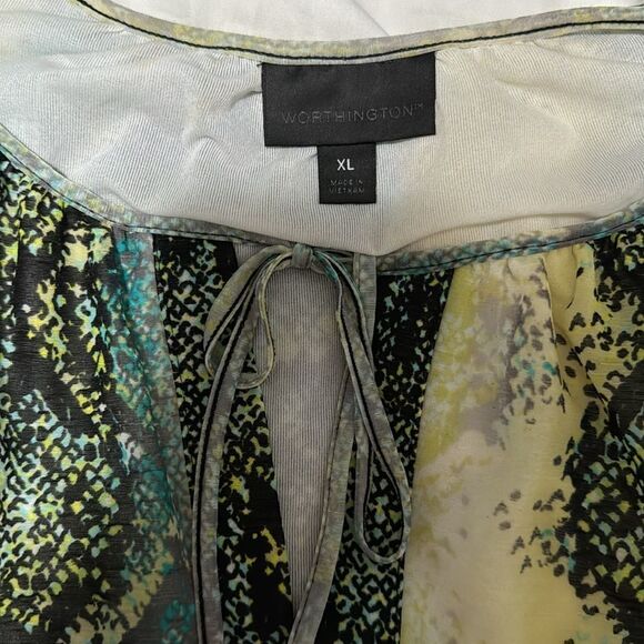 Worthington Neon Snakeskin Print Sleeveless Keyhole Top XL - Picture 5 of 6